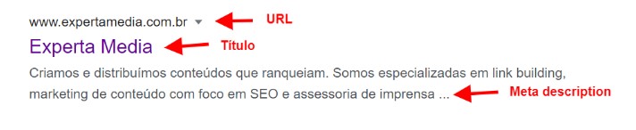 exemplo de snippet da Experta Media na SERP do Google