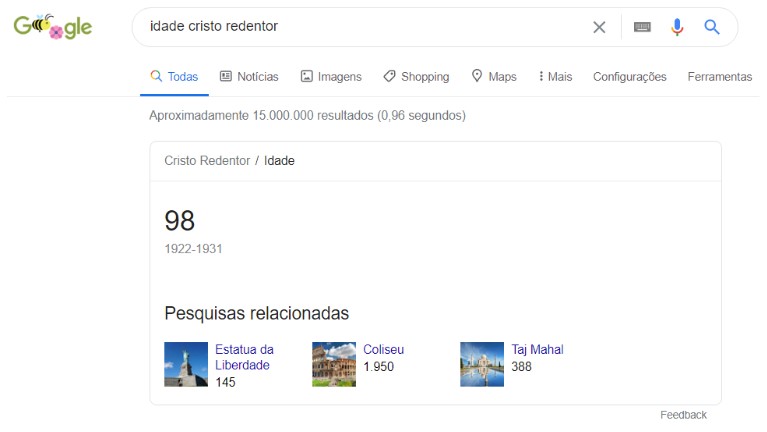 exemplo de knowledge graph de pesquisa "idade cristo redentor"