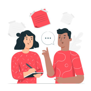 ilustração de uma mulher entrevistando um homem