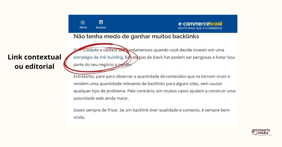 Exemplo de link editorial ou contextual