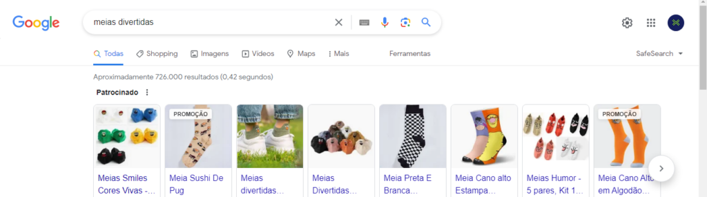 print pesquisa meias divertidas no google