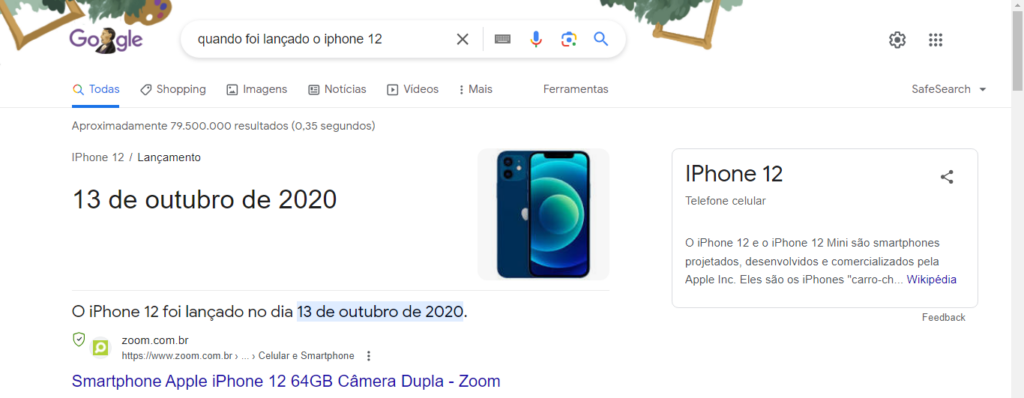 exemplo de snippets de pesquisa do google