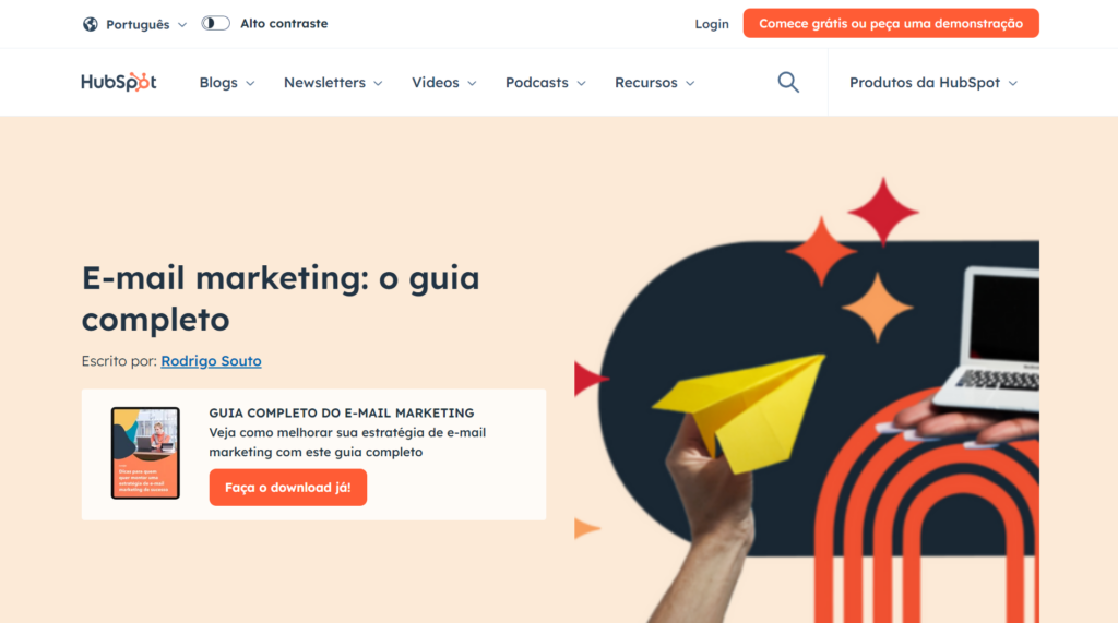 interface de automação de e-mail marketing hubspot