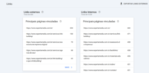 relatório de links no gsc
