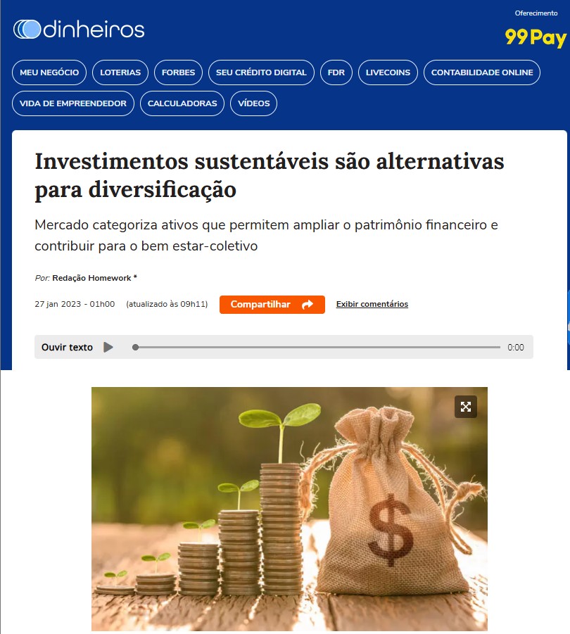 Exemplo de publicação de link building da agência experta